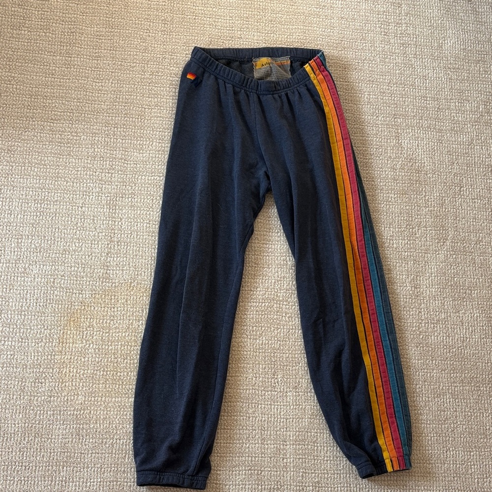Aviator Nation Dark Blue Pants with Multicolor Stripe